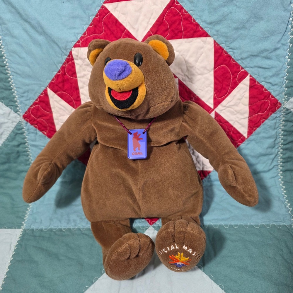 Salt Lake 2002 Winter Olympics Coal the Bear Plush Official Mascot Brown 14 inch